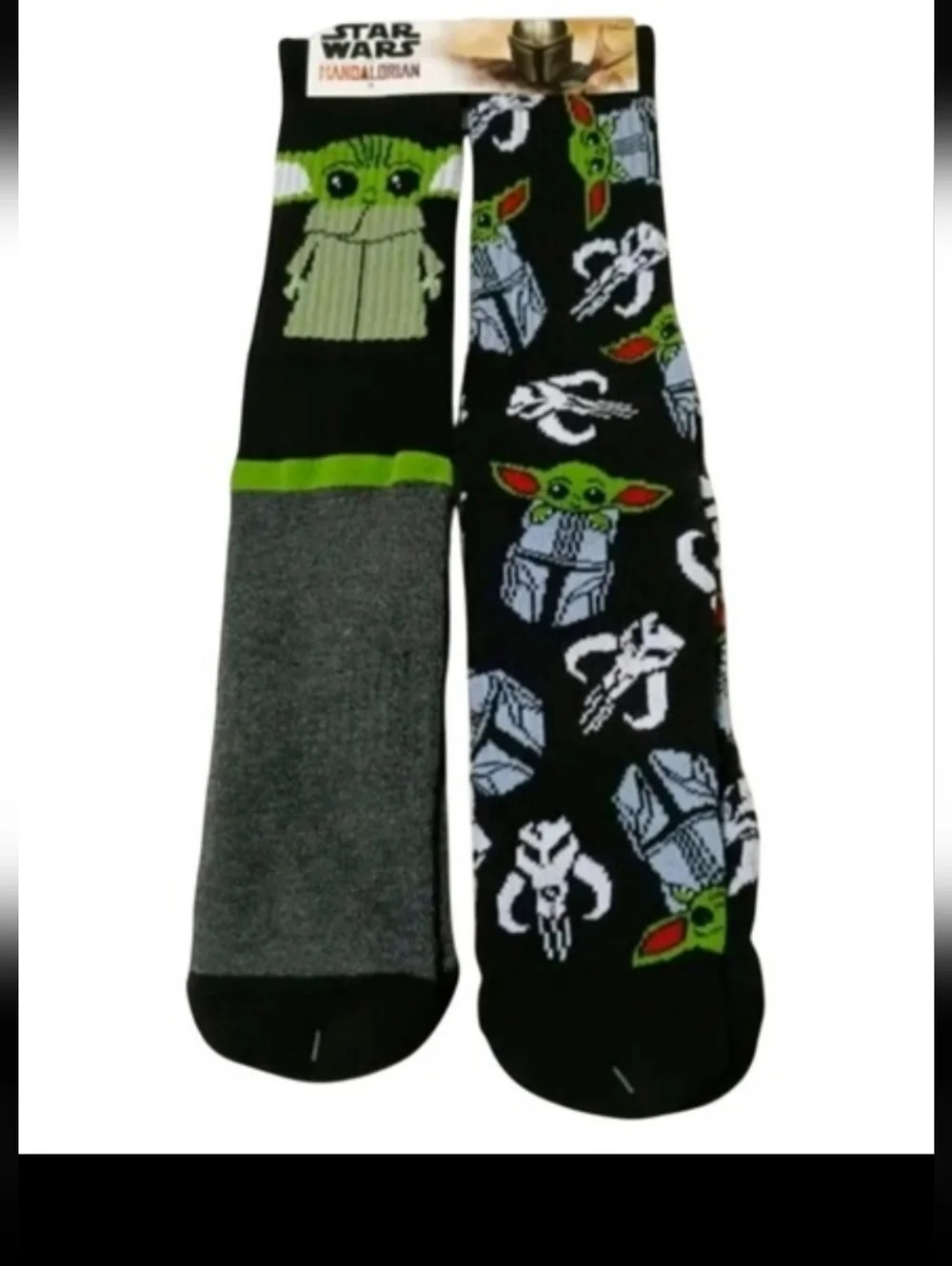 Star Wars Mandalorian‎ Grogu Baby Yoda Sock Long Crew Socks Black Green